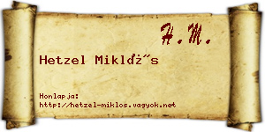 Hetzel Miklós névjegykártya